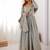Grey embroidered long flared anarkali kurta set with pant and dupatta