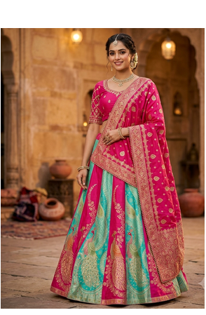 Multicolor silk blend designer festival lehenga choli 1