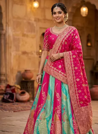 Multicolor silk blend designer festival lehenga choli