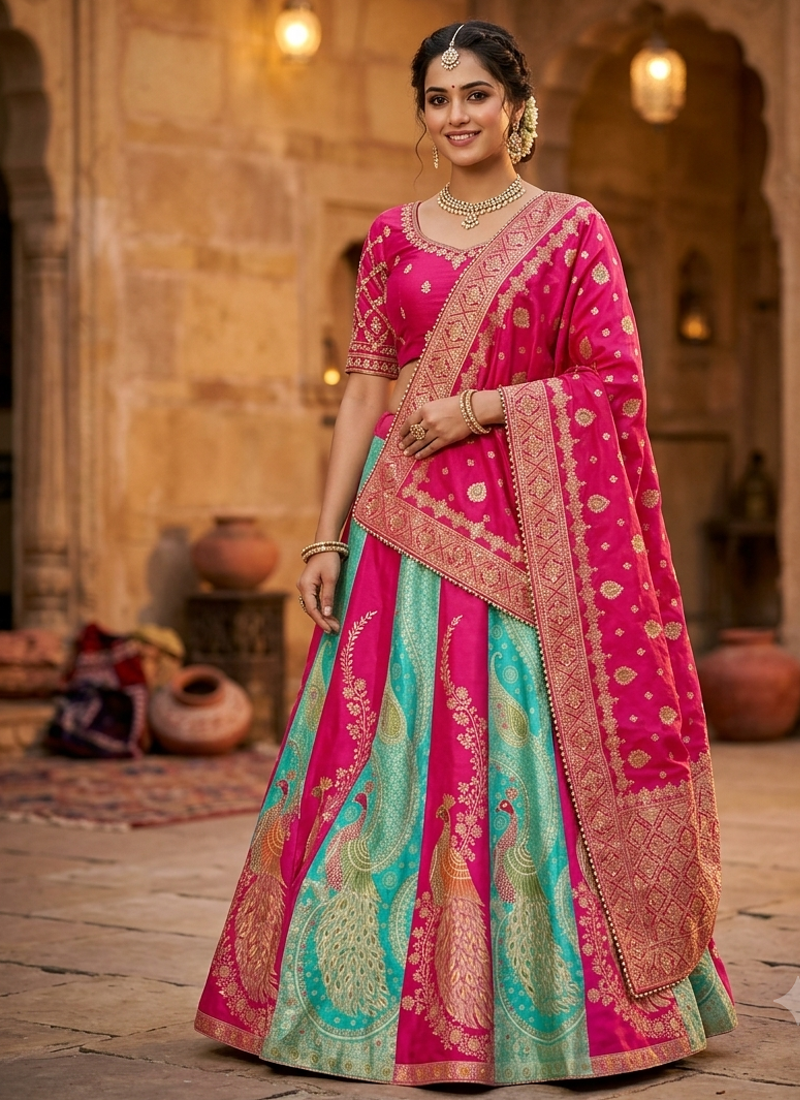 Multicolor silk blend designer festival lehenga choli
