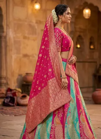 Multicolor silk blend designer festival lehenga choli