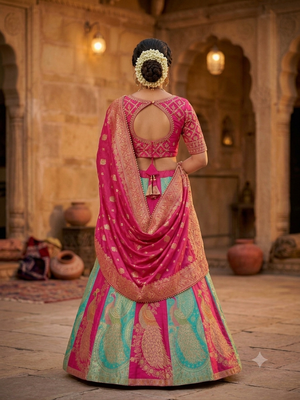 Multicolor silk blend designer festival lehenga choli 3