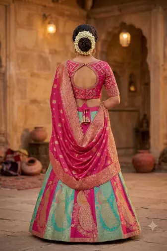 Multicolor silk blend designer festival lehenga choli