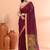 Magenta handmade office wear linen jamdani saree with running blouse