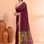 Magenta handmade office wear linen jamdani saree with running blouse