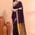 Purple handmade office wear linen jamdani saree with running blouse
