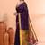 Purple handmade office wear linen jamdani saree with running blouse