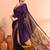 Purple handmade office wear linen jamdani saree with running blouse