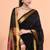 Black handmade office wear linen jamdani saree with running blouse