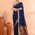 Blue handmade office wear linen jamdani saree with running blouse