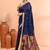 Blue handmade office wear linen jamdani saree with running blouse