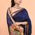 Blue handmade office wear linen jamdani saree with running blouse