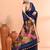 Blue handmade office wear linen jamdani saree with running blouse