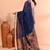 Blue handmade office wear linen jamdani saree with running blouse