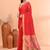 Red handmade office wear linen jamdani saree with running blouse