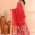 Red handmade office wear linen jamdani saree with running blouse