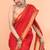 Red handmade office wear linen jamdani saree with running blouse