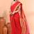 Red handmade office wear linen jamdani saree with running blouse