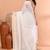 Off white festive cotton blend jamdani saree with running blouse