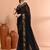 Black festive cotton blend jamdani saree with running blouse