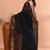 Black festive cotton blend jamdani saree with running blouse