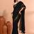 Black festive cotton blend jamdani saree with running blouse