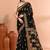 Black festive cotton silk jamdani saree with running blouse