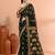 Bottle green festive cotton silk jamdani saree with running blouse