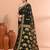 Bottle green festive cotton silk jamdani saree with running blouse