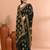 Bottle green festive cotton silk jamdani saree with running blouse