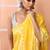 Yellow festive cotton silk jamdani saree with running blouse