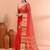 Red festive organza saree with running blouse
