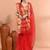 Red festive organza saree with running blouse