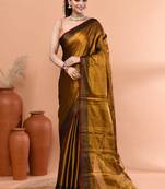 Gold festive handloom tissue saree with running blouse