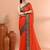 Orange festive cotton blend handloom saree with running blouse