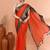 Orange festive cotton blend handloom saree with running blouse