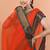 Orange festive cotton blend handloom saree with running blouse