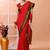 Red festive cotton blend handloom saree with running blouse