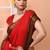 Red festive cotton blend handloom saree with running blouse