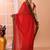 Red festive cotton blend handloom saree with running blouse