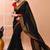 Black festive cotton blend handloom saree with running blouse