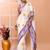 Off white office wear embrodery handloom cotton blend saree without blouse