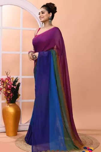 Multicolour daily wear handloom cotton blend saree without blouse