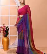 Multicolour daily wear handloom cotton blend saree without blouse