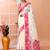 Off white festive wear cotton silk pink border pallu jamdani saree with running blouse
