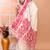 Off white festive wear cotton silk pink border pallu jamdani saree with running blouse
