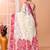 Off white festive wear cotton silk pink border pallu jamdani saree with running blouse