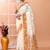 Off white festive wear cotton silk bronze border pallu jamdani saree with running blouse