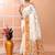 Off white festive wear cotton silk bronze border pallu jamdani saree with running blouse