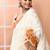 Off white festive wear cotton silk bronze border pallu jamdani saree with running blouse